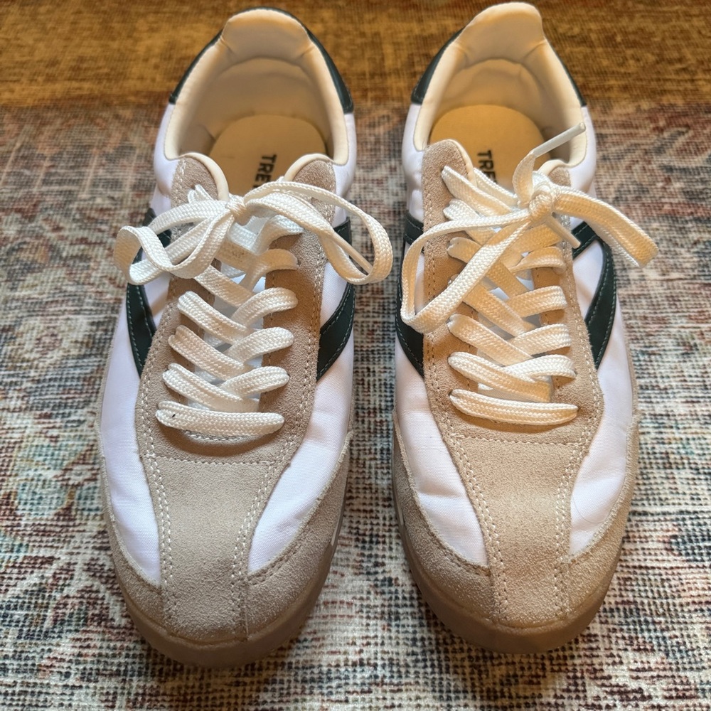 Tretorn Retro Rawlins Lace Up Sneakers White Gray Green 8.5 Like New